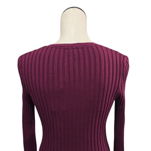 NWT Sundance Ribbed Knit V Neck Top Size Medium Maroon Red Purple Timeless - Picture 9 of 9